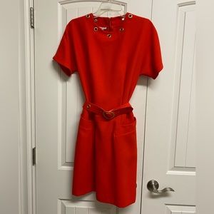 Vintage Gerard Pasquier Paris Bold Red/Orange Dress 40